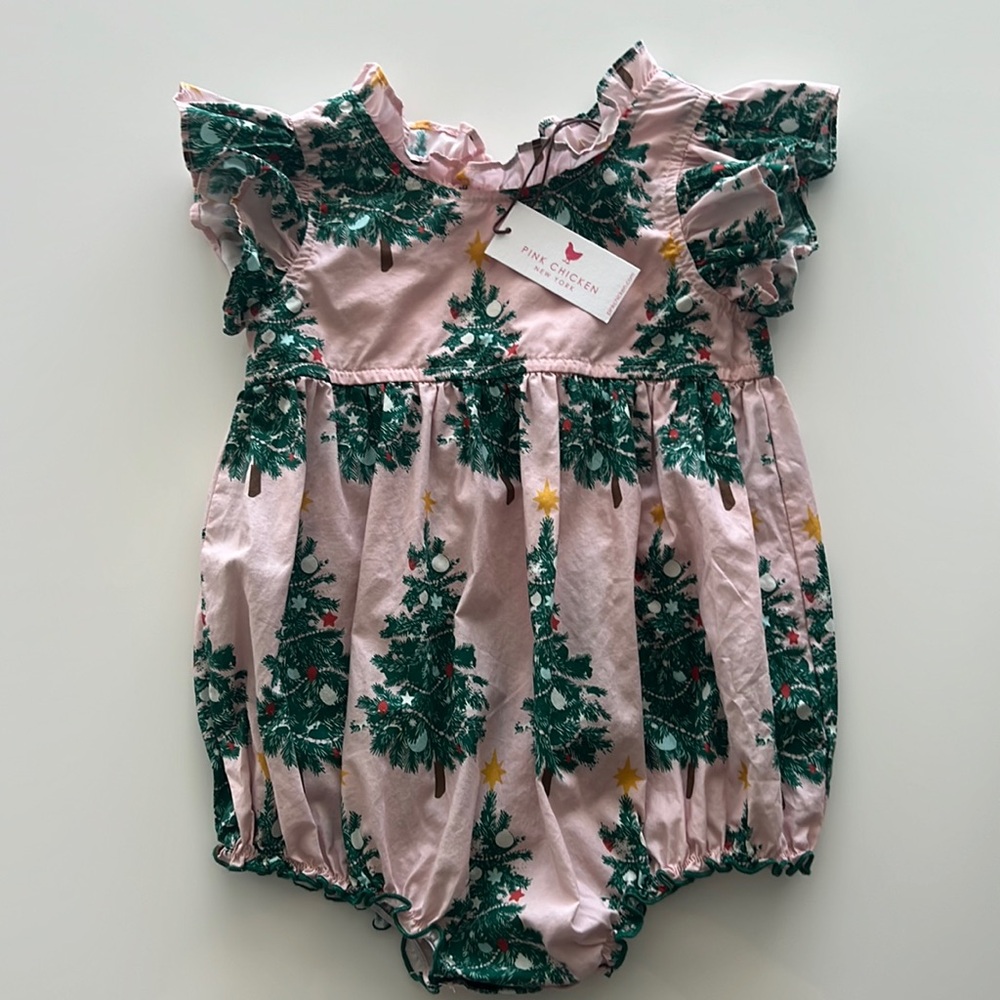 Pink Chicken Baby Jennifer Bubble pink trees 6/12 months